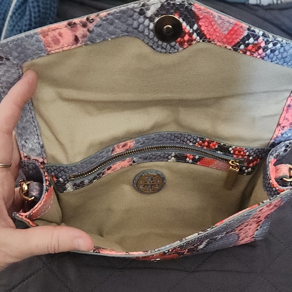 Tory Burch Red and Gray Snake Print Crossbody Bag - Picture 3 of 7